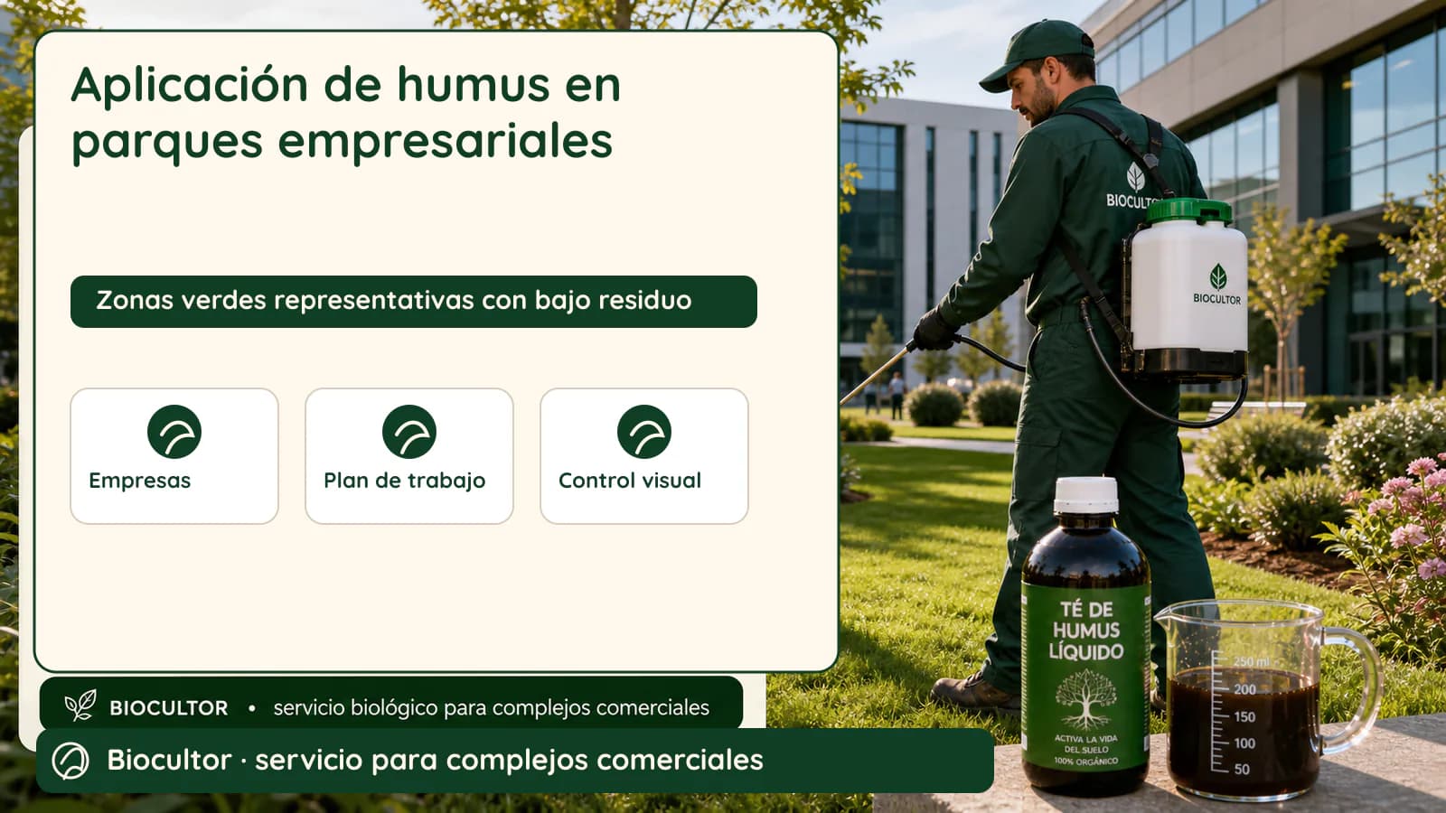 Visual de diagnóstico y metodología para Aplicación de humus en parques empresariales