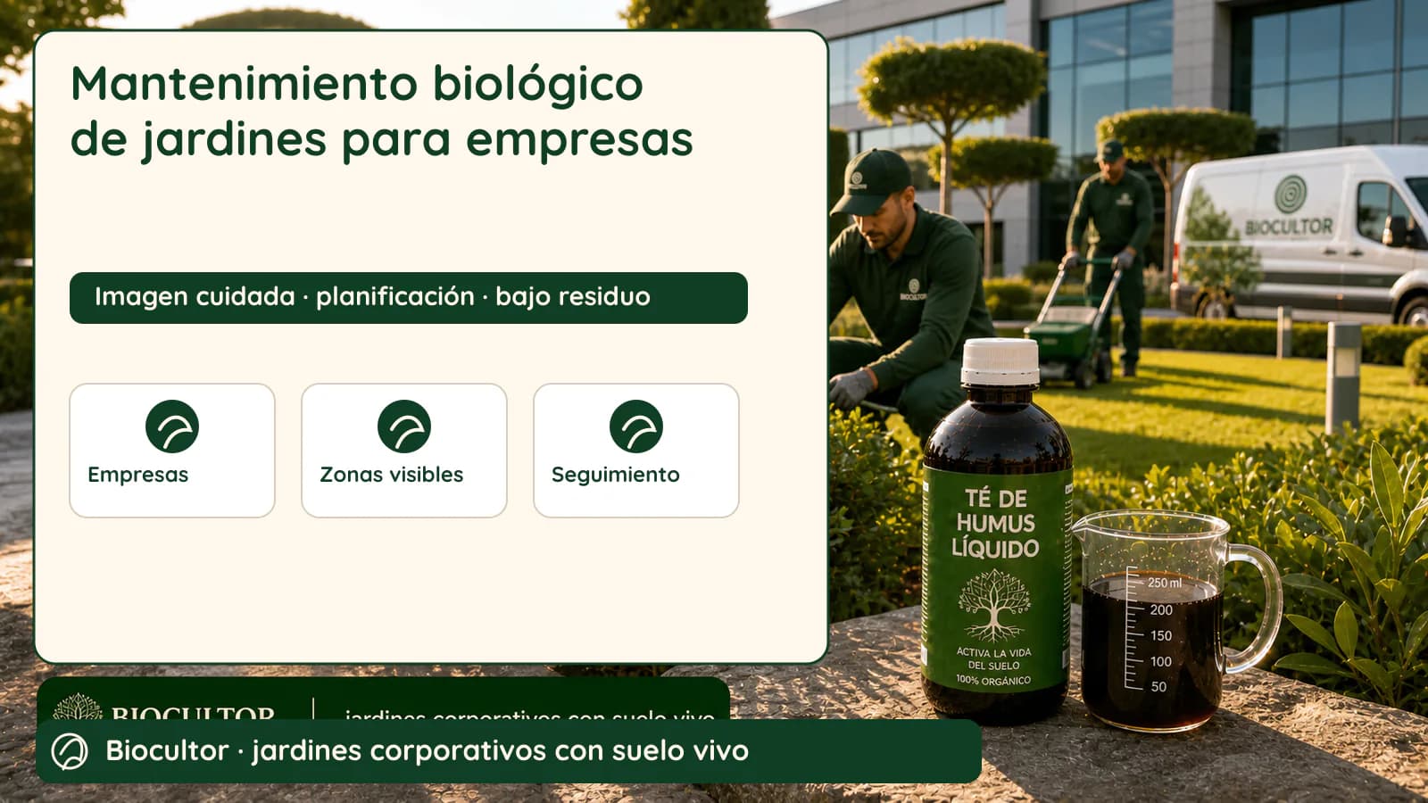 Visual de diagnóstico y metodología para Mantenimiento biológico de jardines para empresas