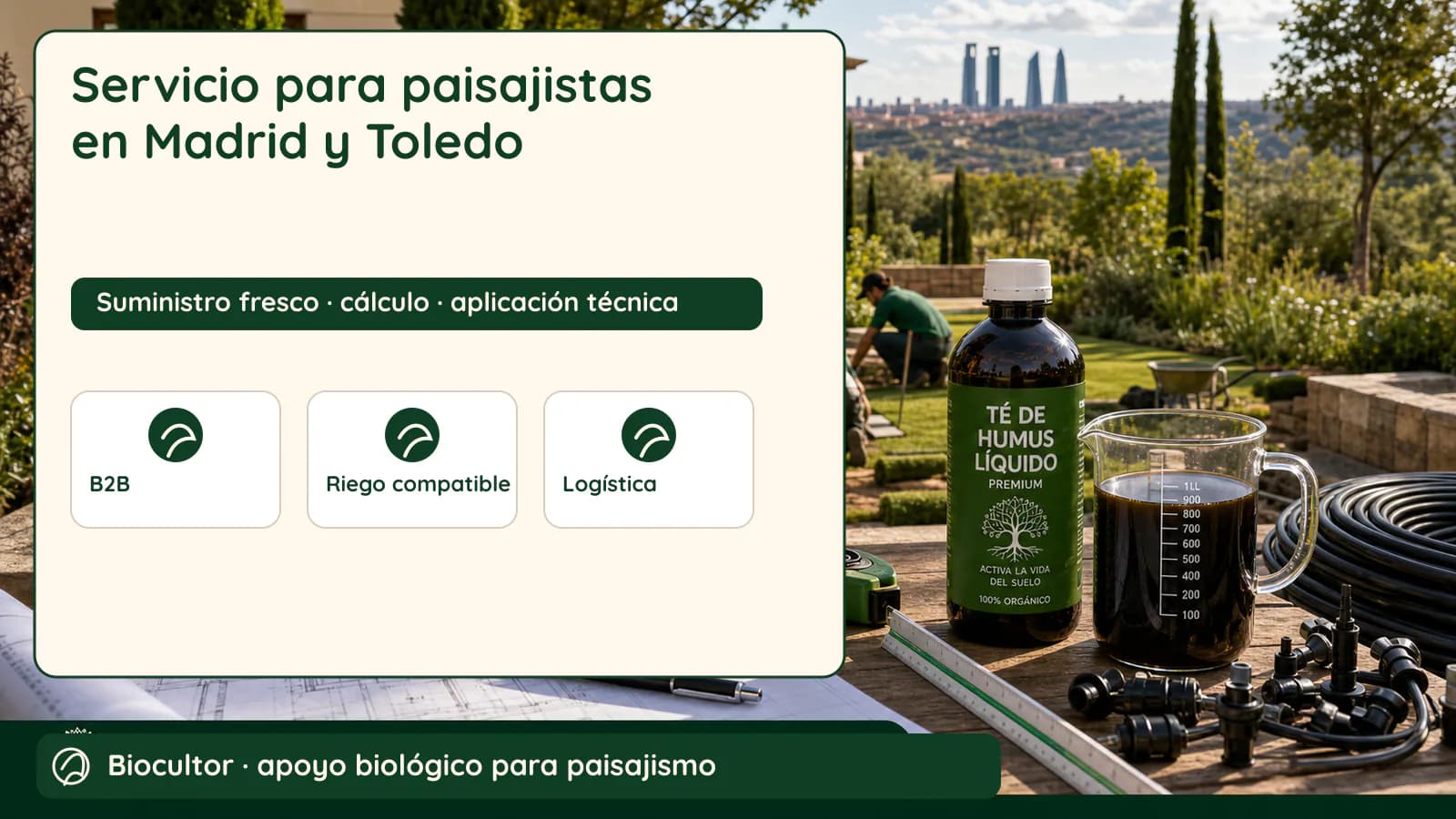 Visual de diagnóstico y metodología para Servicio para paisajistas en Madrid y Toledo
