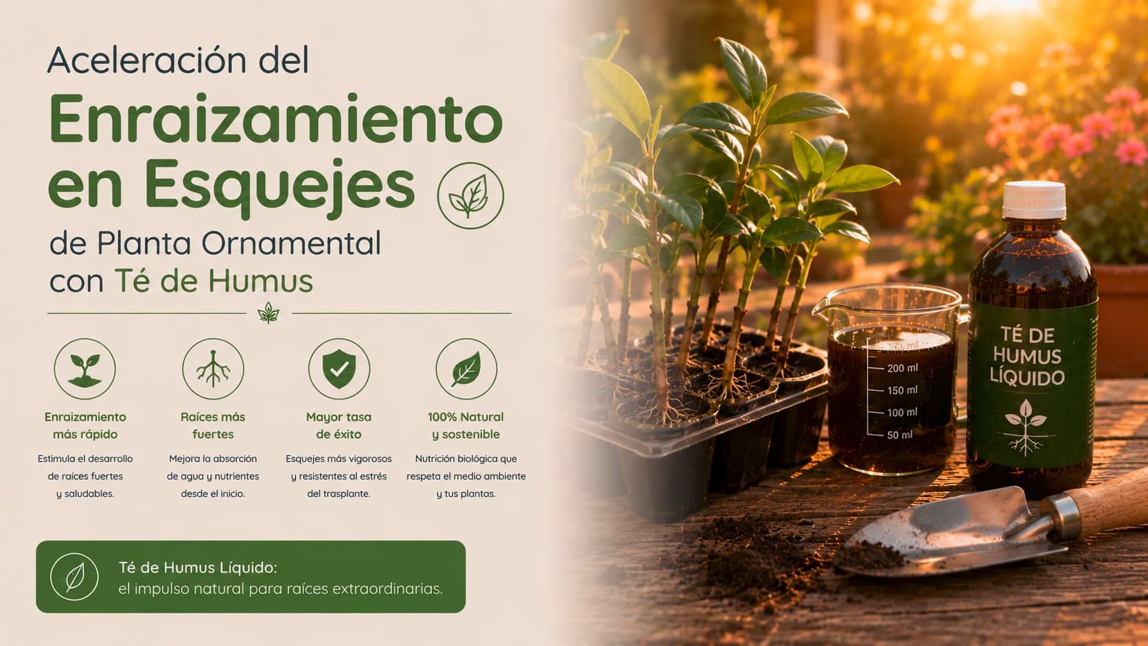 Aceleración del Enraizamiento en Esquejes de Planta Ornamental con Té de Humus