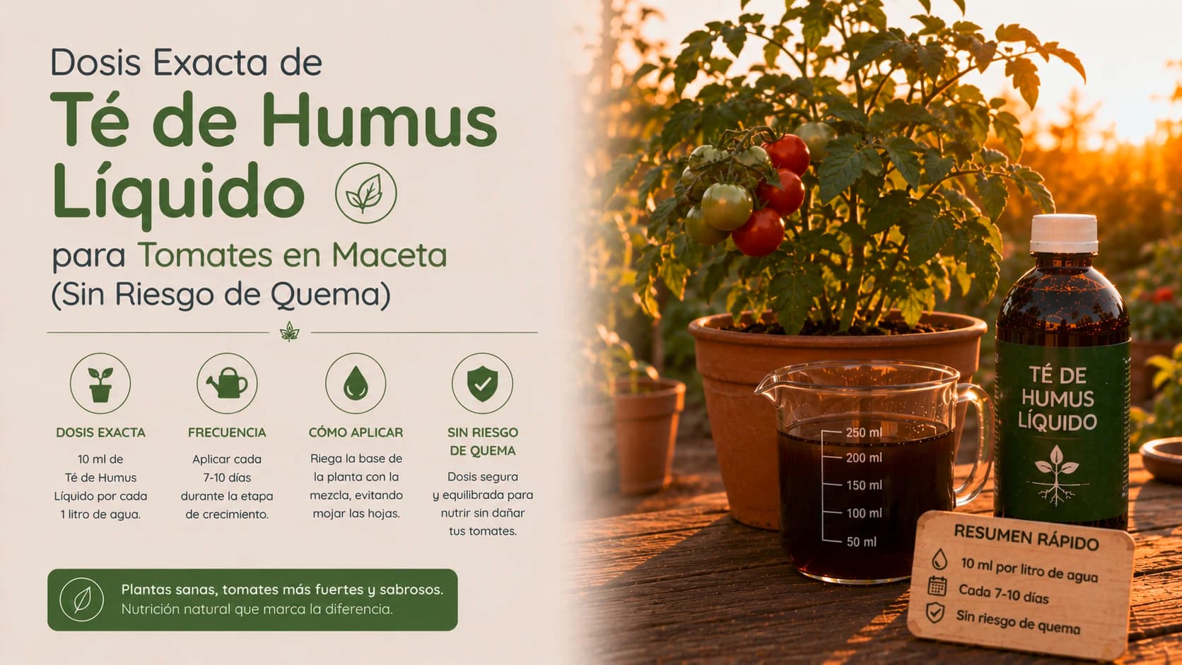 Dosis Exacta de Té de Humus Líquido para Tomates en Maceta (Sin Riesgo de Quema)