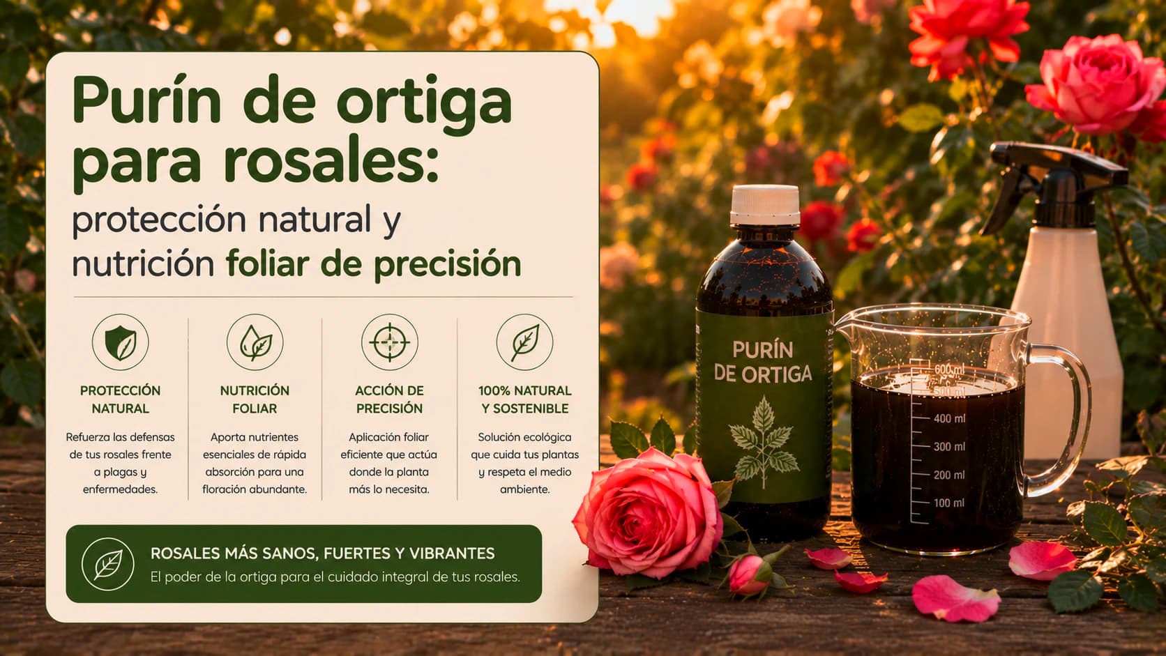 Purín de ortiga para rosales: protección natural y nutrición foliar de precisión