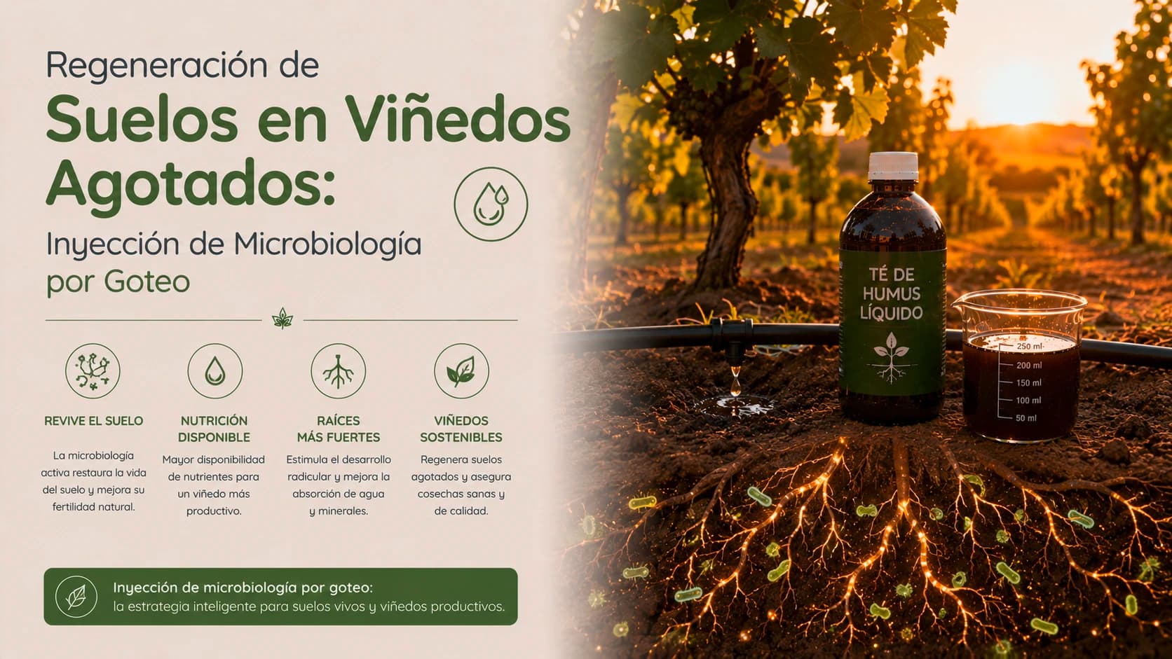Regeneración de Suelos en Viñedos Agotados: Inyección de Microbiología por Goteo