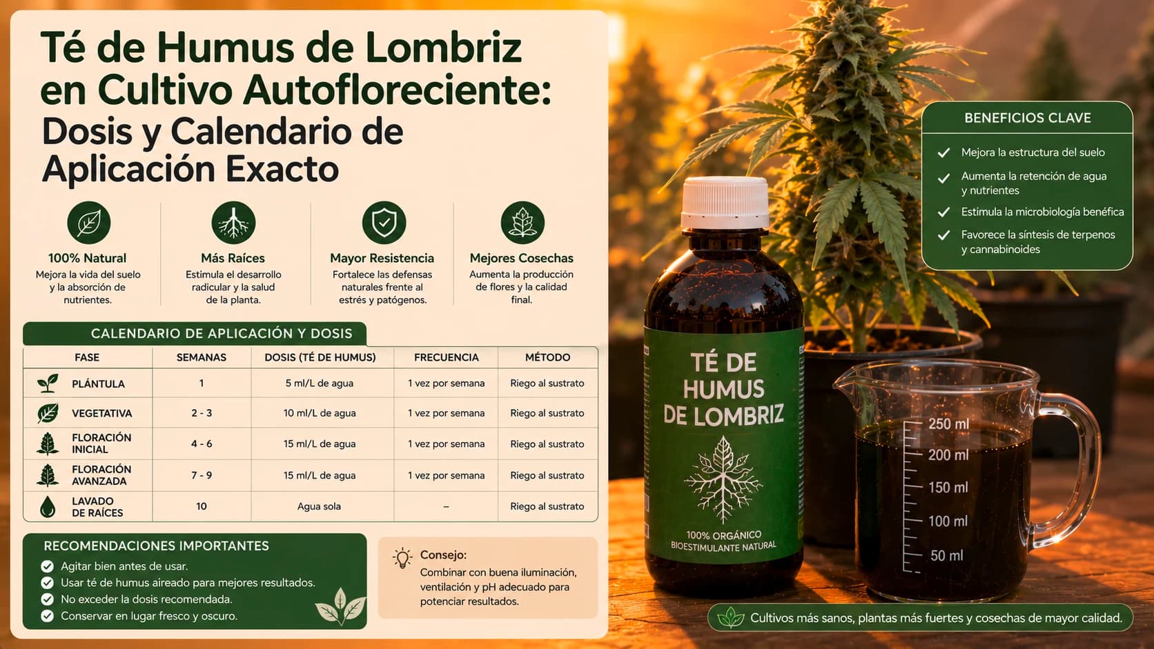 Té de Humus de Lombriz en Cultivo Autofloreciente: Dosis y Calendario de Aplicación Exacto