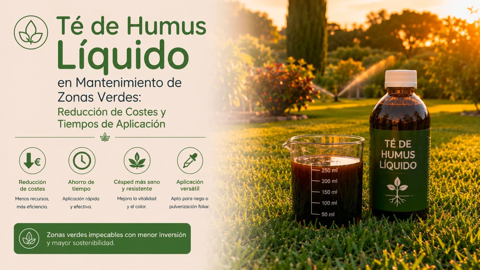 Té de Humus Líquido en Mantenimiento de Zonas Verdes: Reducción de Costes y Tiempos de Aplicación