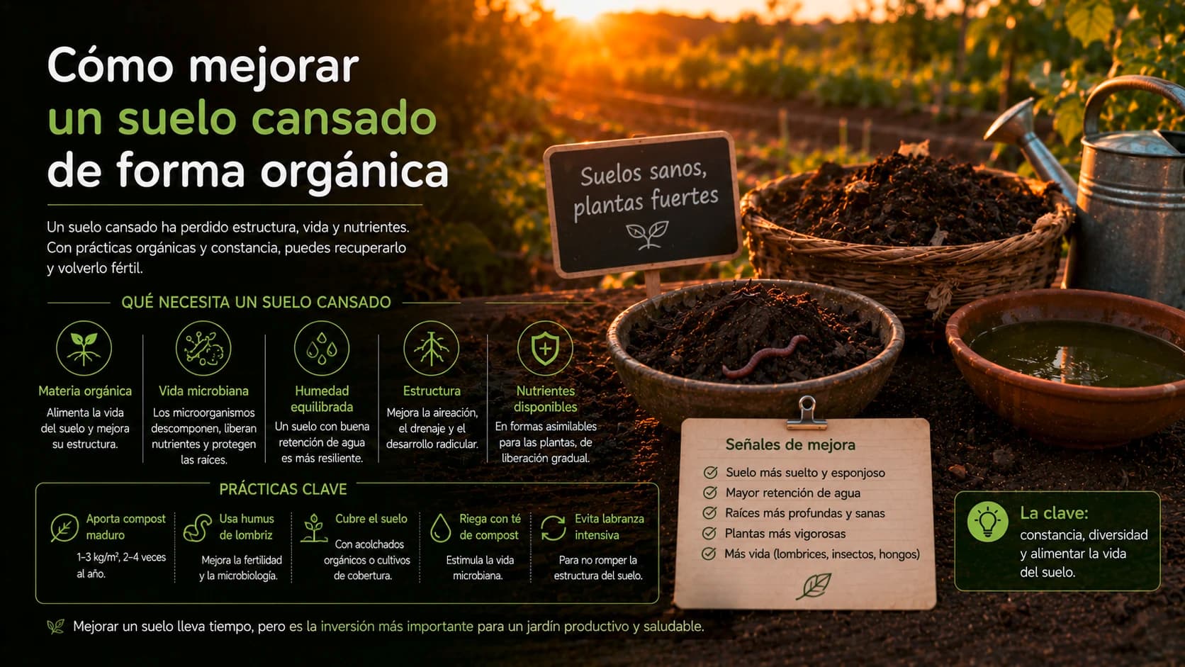 Estructura interna del suelo mejorada mediante la cohesión de microagregados con ácidos húmicos.