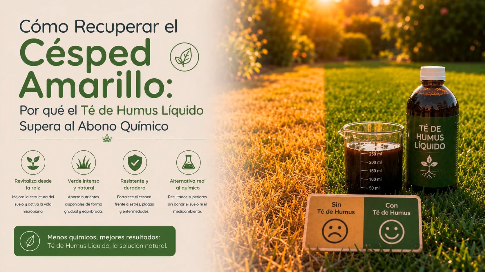 Cómo Recuperar el Césped Amarillo: Por qué el Té de Humus Líquido Supera al Abono Químico
