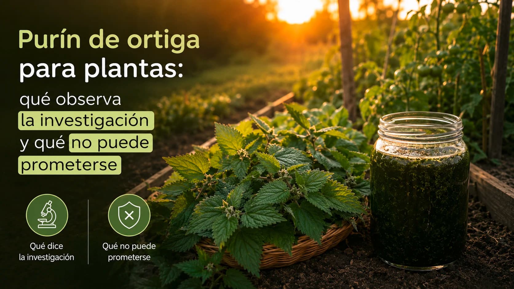 Tratamiento de choque foliar con purín de ortiga para repeler pulgón y araña roja.