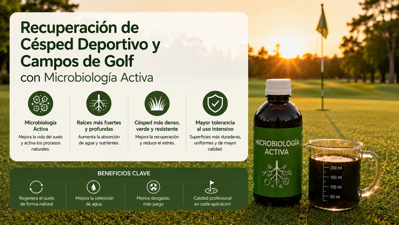 Recuperación de Césped Deportivo y Campos de Golf con Microbiología Activa